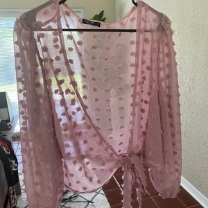Pale pink wrap shirt